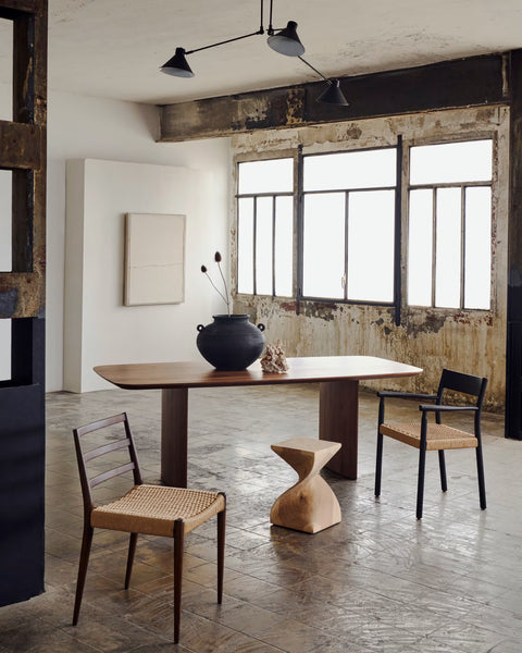 Mesa Litto de chapa de nogal