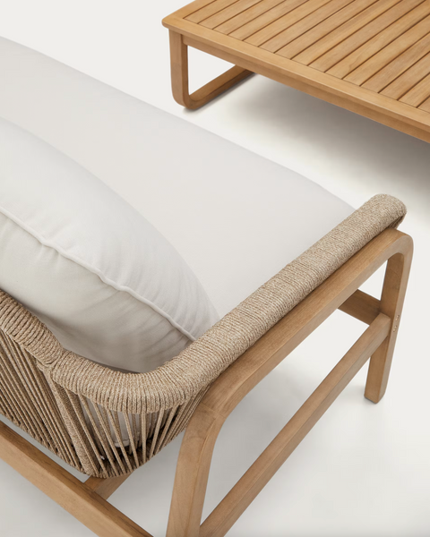 Set Vellana sofá 3 plazas, 2 sillones y mesa centro madera maciza acacia