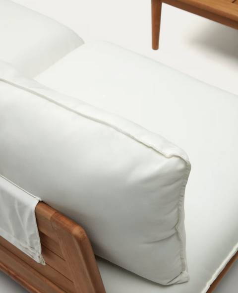 Set modular Portitxol sillón rinconero, 4 sillones y mesa de centro de madera maciza teca