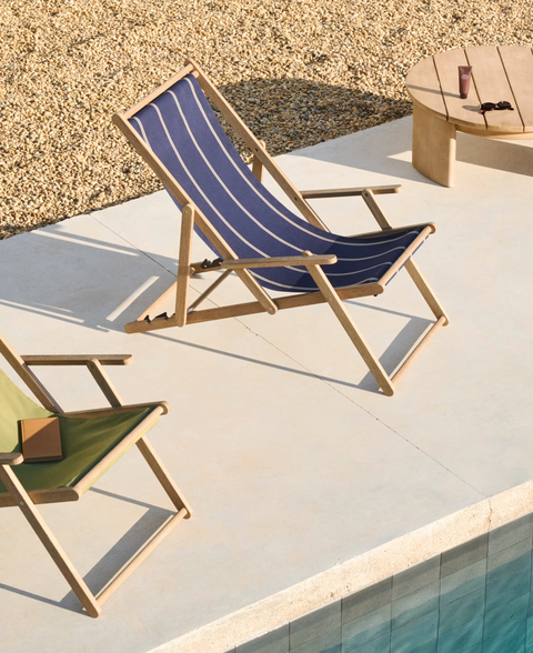 Hamaca plegable de exterior Vilara rayas azul y beige