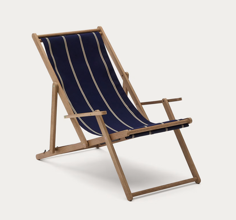 Hamaca plegable de exterior Vilara rayas azul y beige