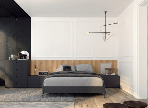 Dormitorio matrimonio Berlin Roble Crack, Carbón