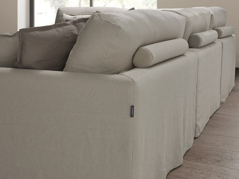 Sofá chaiselongue tapizado en lino Linnen