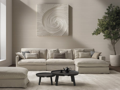 Sofá chaiselongue tapizado en lino Linnen